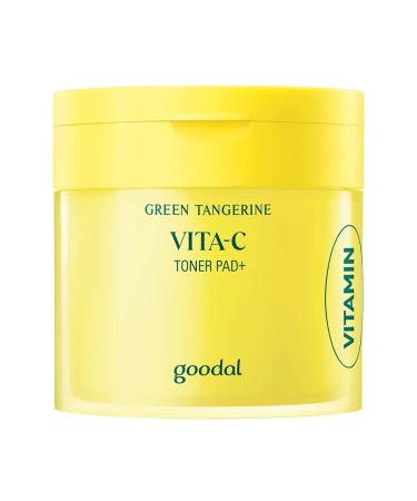 GOODAL Green Tangerine Vitamin C Toner Pads with  5-in-1  Effect  Exfoliates  Tones  Moisturizes  and Detoxifies Sensitive Skin (70 Pads) (Ver.2)