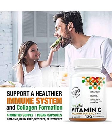 PlantVital Vitamin C 1000mg MAXIMUM STRENGTH. 120 Vegan Capsules Canadian Made Vit C Supplements helps support immune system collagen & connective tissue formation maintenance of bones teeth & gums (1 Bottle) 120 count (Pack of 1) - Buy Online on GoSupps.com