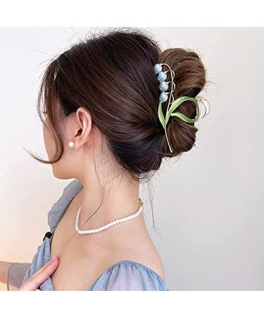 Lily of The Valley & Orchid Flower Hair Clips: Metal Hairpins for Styling Thick & Thin Hair - Ideal for Weddings & Parties | Women's Hair Accessories - Buy Online on GoSupps.com