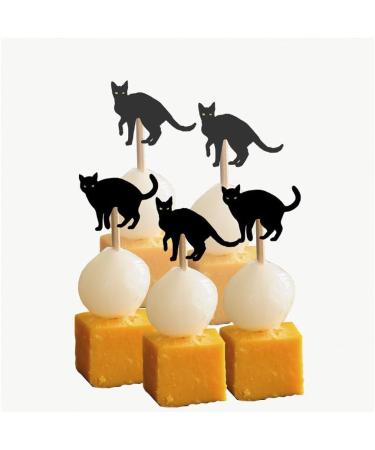 Halloween Black Cat Cupcakes Toppers Party Food Decorations Sticks Picks (24 Pack) - Buy Online on GoSupps.com