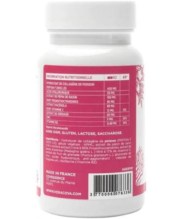 VERACOVA | Nutricosmetic Supplement: Anti-Aging Firmness + | Redensified & Smoothed Skin | Reduces wrinkles | Hyaluronic Acid Marine Collagen | Made in France | 100% vegetable | 1 month - 60 capsules - Buy Online on GoSupps.com