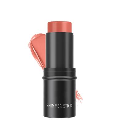 Creamy Blush Stick Highlighter Contour Stick Matte Cream Blush Makeup Full Coverage Adds Shimmer Face Cosmetics Waterproof Long-lasting Highlight and Sculpt For Cheeks Lips Eyeshadow (06) 06 1.00 g (Pack of 1)