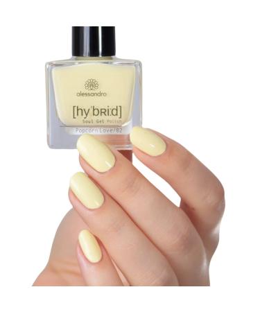 Alessandro Hybrid Varnish Popcorn Love - Pastel Yellow | No LED Perfect Nails in 3 Steps | Lasts Up to 10 Days - 8 ml - Buy Online on GoSupps.com