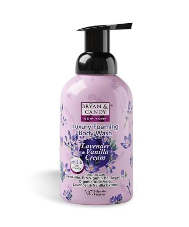 Luxury Foaming Body Wash with Pentavitin Pro Vit B5 Argan Oil Aloe Vera Skin Friendly pH 5.5 All Skin Types 400 Ml (Lavender & Vanilla)