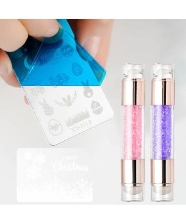 Double-headed Silicone Seal Stampe Nail Tool Set Acrylic Color Template Decor Set Nail Transfer Seal Pen stamper nail pens nail stamper scraper jelly marker nail spill rhinestones polish acryl - Buy Online on GoSupps.com
