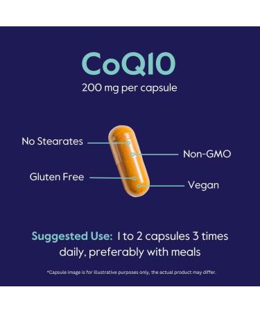 BESTVITE CoQ10 200mg - 120 Vegetarian Capsules | Vegan Gluten-Free Non-GMO Naturally Fermented Supplements - Buy Online on GoSupps.com