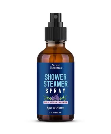 Eucalyptus, Lavender Shower Spray 2 fl oz - Freshens Up Any Space, Aromatherapy Steam Shower Spray, Enhances Mood, Encourages Calmness, At Home Spa - Instant Deodorizer for Bathroom - Nexon Botanics