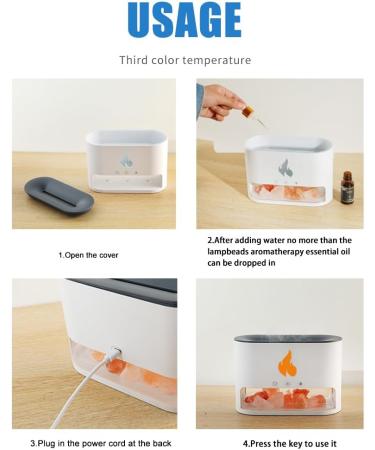 TIDYARD Aroma Diffuser & Crystal Salt Flame Effect - 250ml USB Humidifier with Night Light | Noiseless Cool Fog for Bedrooms Yoga & Office - Black - Buy Online on GoSupps.com