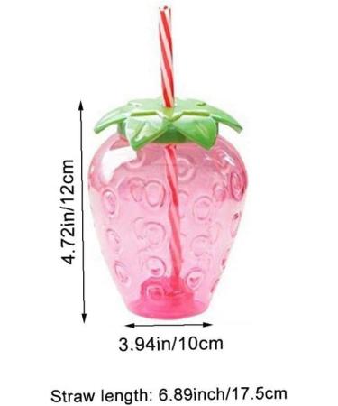 Kawaii Water Bottle with Straw 17 Oz Cute Strawberry Shaped Water Bottle Kawaii Drinking Cups for Girls Women - Buy Online on GoSupps.com
