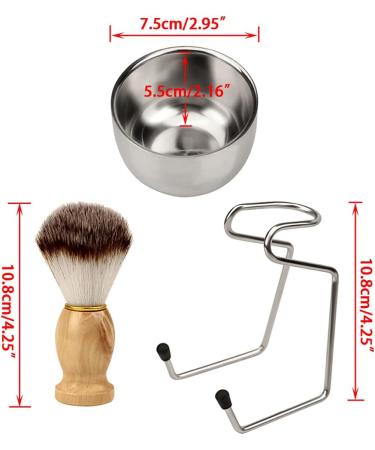 Sanbege 3 Pack Shaving Brush Set Wet Shaving Kit Stainless Steel Shaving Stand with Bowl and Brush for Men - Buy Online on GoSupps.com