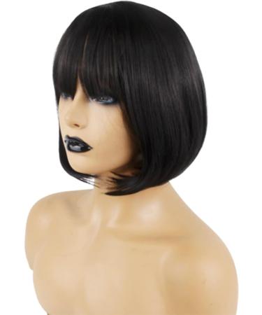 Black Bob Wig with Fringe - Short Synthetic Hair Wig for Women | Perfect for Parties, Cosplay & Costumes - Buy Online on GoSupps.com