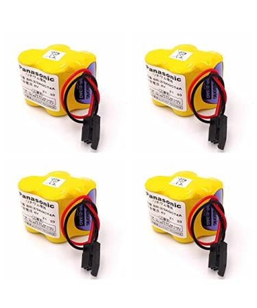 BATTEMALL (4-Pack) BR-2/3AGCT4A 6V 4400mAh Replacement Battery for Panasonic FANUC A98L-0031-002 (Black Connector)