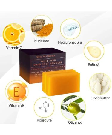  Telabeautix 3 Pack Kojic Acid Soap for Hyperpigmentation Glutathione Collagen Vitamin C with Turmeric - Buy Online on GoSupps.com