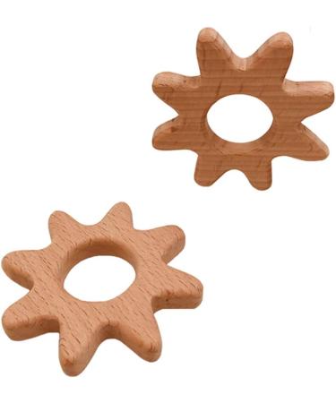 Wendysun 5pcs Cartoon Animal Wood Teether Set for Baby Teething - Natural Beech Teether DIY Pendant Toy - Buy Online on GoSupps.com