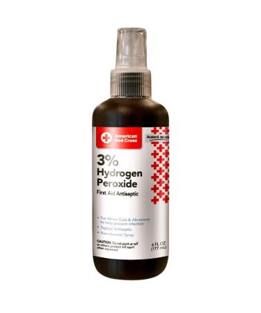 American Red Cross 3% Hydrogen Peroxide - 97% Water - Topical Antiseptic Spray for Cleansing Minor Cut  Scrape  Injury - Mini Portable Non-Aerosol Bottle - Travel  Home Essential - 6oz
