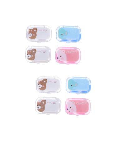 LALAFINA 8 boxes cartoon pupils box cases of eye contact contact lens-twizzer cosmetic container for eye lenses contact lens organizer cosmetics pp-plastic travel suitcase 6.5x4.5x2pcs different colors x 2 pieces