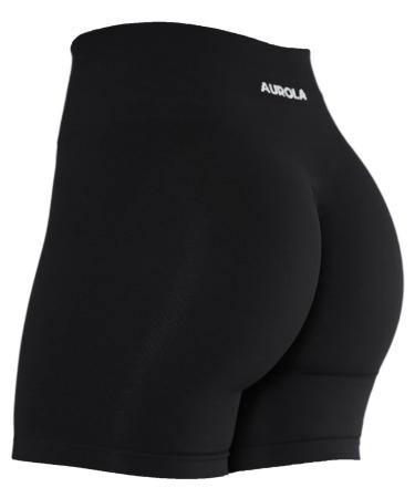 AUROLA Intensify Workout Shorts for Women Seamless Scrunch Short Gym Yoga Running Sport Active Exercise Fitness Shorts Small Black
