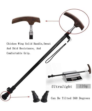 Canes Durable Elderly Crutch Carbon 220G Ultralight Chicken Wing Wood Adjustable Telescopic Rod Solid Wood Nonslip Old Walking Stick Withstand Weight 70KG Innovate - Buy Online on GoSupps.com