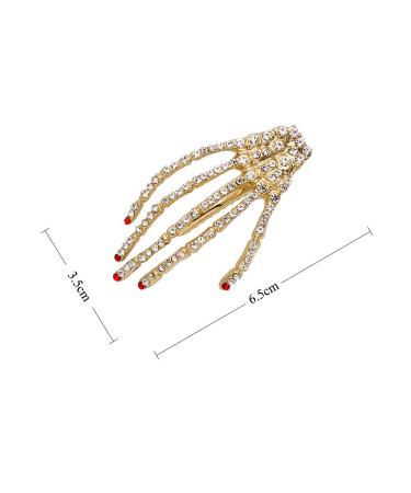 Rhinestone Skeleton Hand Hair Clip Set - Halloween Punk Rock Hairpin for Women & Girls - 4 Pack - Buy Online on GoSupps.com