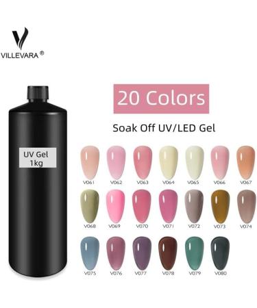 VILLEVARA Semi-Permanent Varnish 1KG Raw Materials Nail Art Design Varnish Soak Off LED UV 20 Colors UV Gel Nail Polish - (Color: V074) - Buy Online on GoSupps.com