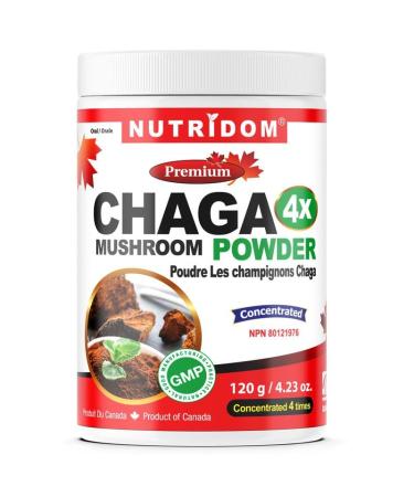 Nutridom Chaga Mushroom Extract Powder 4:1 Concentrate Ratio Easy-to-mix for Chaga Tea Shakes Smoothies Coffee and Tea Non-GMO Vegan Gluten-Free Soy-Free Dairy-Free No Fillers and No Additives (33 Servings)