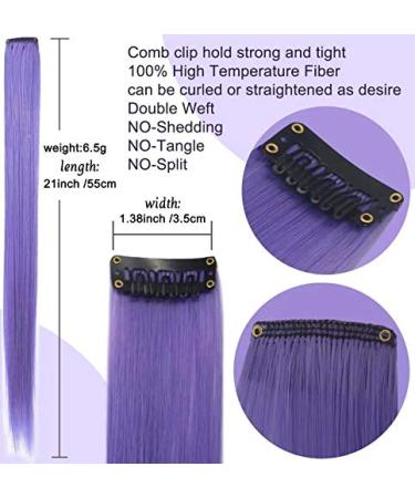 IAMERUI Party Highlights Clip-in Hair Extensions - 14 Pcs, Lavender Light Purple - Buy Online on GoSupps.com