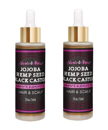 Nicole & Alyssa Hair and Scalp Oil 2oz - Blended Oil (Jojoba Oil Hemp Seed Oil Black Castor Oil) (Pack of 2) 1 Fl Oz (Pack of 2)