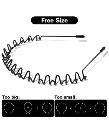 UMUACCAN Metal Hair Bands 2 Pack - Black Wavy Spring Sport Headbands for Men and Women - Non-Slip Elastic Fashion Hair Hoop Clips - Buy Online on GoSupps.com