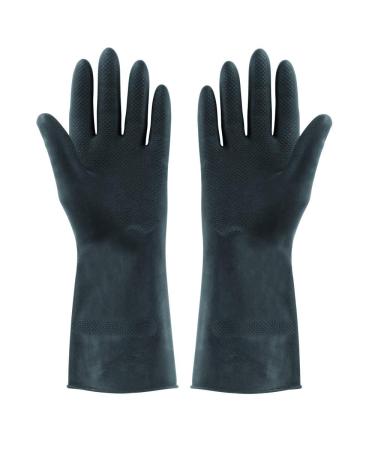Elliott Heavy Duty Household and Maintenance Rubber Gloves large Size Gloves with breathable flock Lining and non-slip grip One pair of Black Gloves