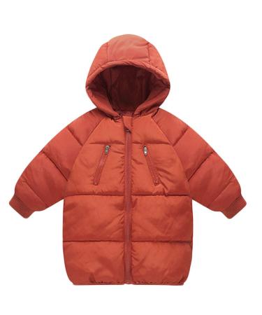 LANBAOSI Kids Winter Long Coats with Hooded Light Puffer Coat Warm Padded Jacket for Baby Boys Girls Toddler Orange 4 Years