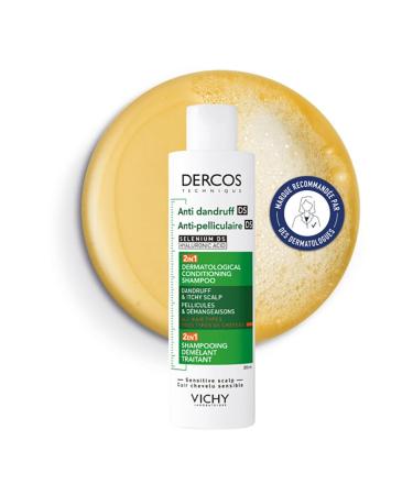 Dercos, 2 in 1 Anti-Dandruff Detangling Shampoo, Effective from the First Use, Formula Enriched with Moisturizing Hyaluronic Acid, 200 ml