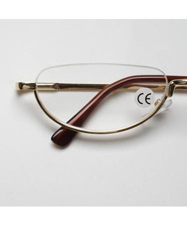 Vevesmundo Metal Reading Glasses Half-Moon Design | 3.5 Diopter Semi-Frame Glasses for Men & Women - Stylish Visual Aid - Buy Online on GoSupps.com