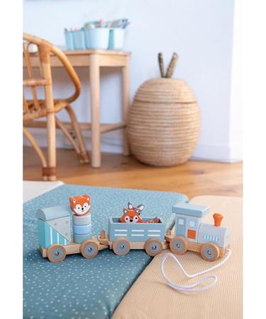 Kindsgut Holz-Reisenbahn - Sustainable Wooden Train Set with Zoo Animals | High-Quality Eco-Friendly Toy in Dark Gray - Buy Online on GoSupps.com