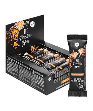 nu3 nu3 Fit Protein Bar Salted Caramel 12 x 55g - high in protein with 18.2g of protein per bar - no palm oil or aspartame - only 2.4g of sugar per bar - with milk protein