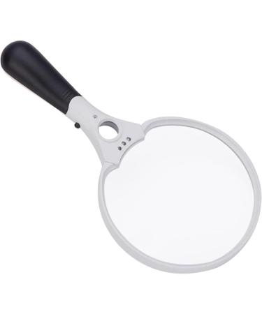 Professional 138mm Handheld Magnifier with Reading Light 2X 4X 25x with 3 LED Light Double Lens for Reading Newspaper Full of Stars
