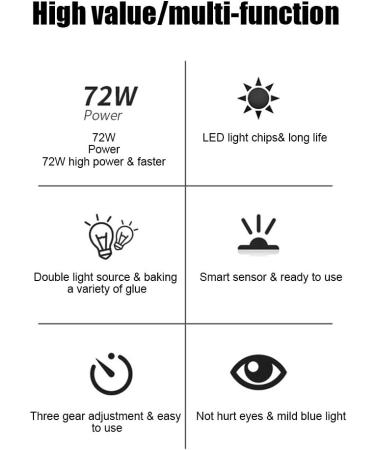 UV Nail Lamp 72W with 54 UV LED Light for Gel Polish | 3 Preset Timers | Auto Sensor Portable LED Nail Lamp - White - Buy Online on GoSupps.com