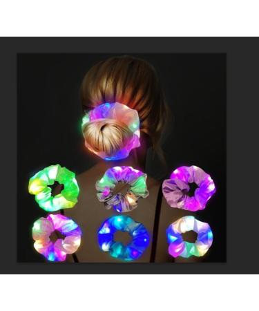 URAQT LED Light Up Elastic Hair Bands 6pcs Luminous Hair Ties 3 Colors Light Modes LED Scrunchies Light up Hair Scrunchies for Halloween Rave Glow Party 6Pcs - Hair Scrunchies