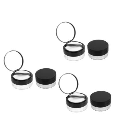 BIUDECO 6 Pcs Elastic Mesh Loose Powder Box Empty Portable Powder Cases Makeup Powder Puff DIY Abs Black