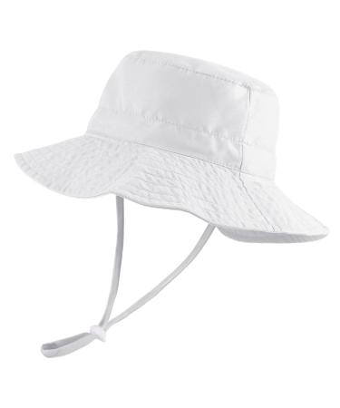 LACOFIA Toddler Baby Sun Hat Unisex Kids Summer Bucket Hat Wide Brim for Outdoor Swim Beach Pool Adjustable 3-7 Years A-White