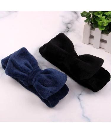 Makeup Headbands Bow Hair Bands for Women Spa Washing Face Hair Band Towel Wrap Coral Fleece Elastic Head Band for Shower Sports (Black) - Buy Online on GoSupps.com