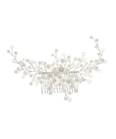 FRCOLOR 1 Pc Hair Comb Hair Side Combs Rhinestone Flower Clips Handmade Hair Decor Hairpins Clip Wedding Pearl Hair Pin Alloy European and American Bride Accessories