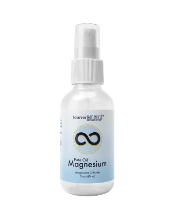 ForeverMag Magnesium Oil Spray - 100% Pure Magnesium Chloride Essential Mineral plus Menthol - Paraben Free - Travel Size 2 fl oz