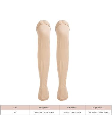 3XL Beige Open Toe Thigh High Compression Stockings 23-32mmHg | Toeless Varicose Veins Relief - Buy Online on GoSupps.com