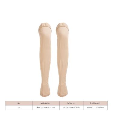 3XL Beige Open Toe Compression Stockings - Thigh High 23-32 mmHg for Varicose Veins Relief | Buy Internationally - Buy Online on GoSupps.com