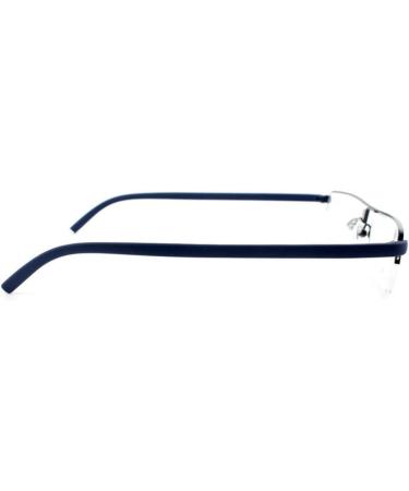 Ultra-Light TR90 Reading Glasses for Men & Women - Classic Metal Visual Aid Semi-Burning Narrow Style +1.5 Diopters Includes Case & Cleaning Cloth (Blue) - Buy Online on GoSupps.com