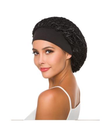 Crochet Hair Net Snood Hat Satin Sleep Cap for Women - Black - Buy Online on GoSupps.com