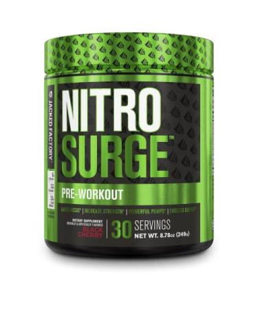 NITROSURGE Pre Workout Supplement - Endless Energy Instant Strength Gains Clear Focus Intense Pumps - Nitric Oxide Booster & Powerful Preworkout Energy Powder - 30 Servings Black Cherry Black Cherry 30 Servings (Pack...