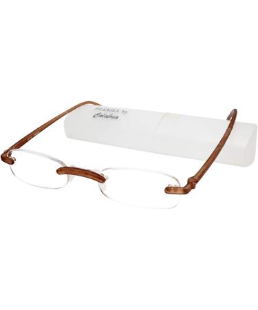 Calabria Flexie Low Profile 714 Reading Glasses & Slim Case - 2.00 Root Beer Brown - Stylish & Comfortable for International Shipping - Buy Online on GoSupps.com