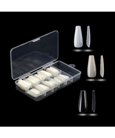 iSpchen 100 Pcs Acrylic Artificial Long Ballerina Nails - Natural Color DIY Nail Art Design - Transparent Fake Nails for Perfect Manicure - Buy Online on GoSupps.com