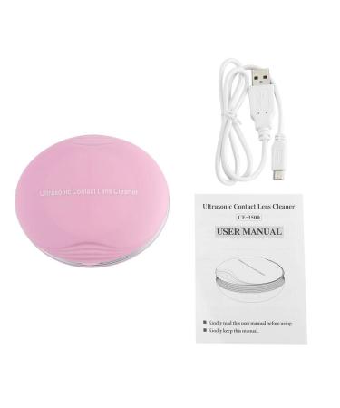 Haofy Contact Lens Cleaner Machine Ultrasonic Contact Lens Auto Cleaner Eye Protein Cleaning Case with USB Charr (Pink)